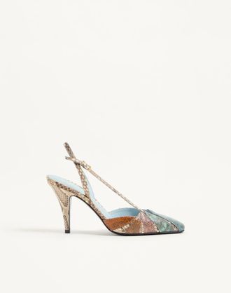 Valentino Garavani D&eacute;collet&eacute; Slingback Foliefoliage In Pitone 90mm Donna CREMA/MULTICOLOR 35.5