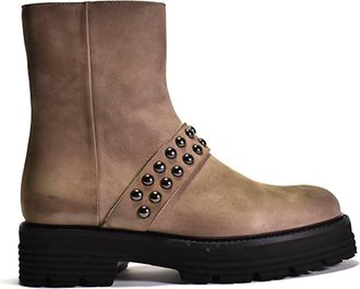 Cordani Womens Paige Moto-Inspired Boot In Taupe Nubuck