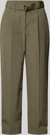 Max & Co. Regular Fit Bundfaltenhose mit G&uuml;rtel Modell PISTOIA in Oliv, Gr&ouml;&szlig;e 34