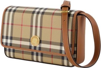 Burberry Womens Hampshire Shoulder Bag Beige Synthetic