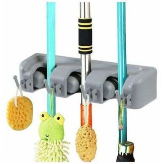 OEM Soporte Para Colgar Escobas Multifuncional De Pared Para Cocina, Garaje, Lavander&iacute;a (ranuras Para 3 Y 4 Ganchos)