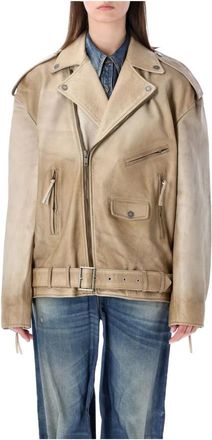 Golden Goose Jassen, Dames, Beige, S, Leer, Journey Leather Jacket