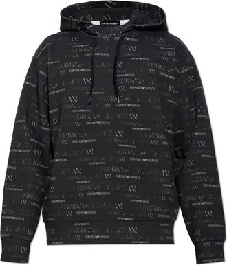 Emporio Armani Monogram Sweatshirt - Heren - Hoodies - Zwart - L - Katoen - Hoodies & sweatvesten
