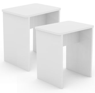 ebuy24 Ebuy24 - Conjunto Vcm De 2 Taburetes De Asiento De Madera Cube Footboard Side Table Esal (blanco)