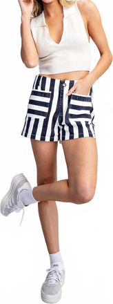 Riviera & Bar High-Rise Mixed-Stripe Short In Mineral Washed