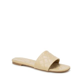 Bottega Veneta Womens Beige Lamb Leather Flat Sandals