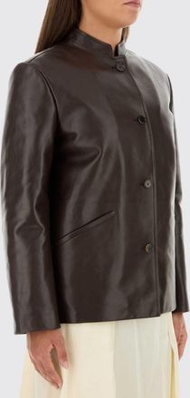 Jil Sander Single-Breasted Calfskin Leather Jacket with a High Neck