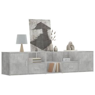 Berkfield Home Corner Cabinet Concrete Grey 200x40x45 cm Engineered Wood | Size: 200 x 40 x 45 cm