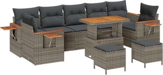 vidaXL Garden Sofa Set 10 pcs Grey 90 x 55 x 71 cm Poly rattan Vidaxl