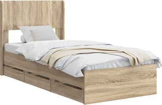 vidaXL Estructura De Cama Con Almacenamiento Y Cabecero Roble Sonoma Vidaxl
