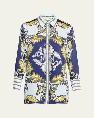 Alice & Olivia Lane Oversized Button-Front Blouse