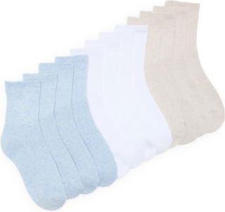 Elie Tahari 6-Pack Ribbed Full Cushion Crew Socks in Heather Sky/White/Oatmeal at Nordstrom Rack, Size 9/11
