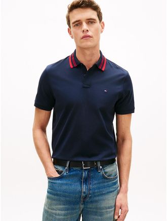 Tommy Hilfiger Mens Regular Fit Jacquard Tipped Polo - Navy - XXL