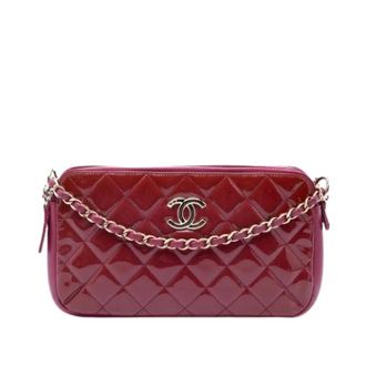 Chanel Pre-owned Quilted Patent Leather Crossbody Bag - Dames - Pre-owned - Rood - Maat: ONE Size Leer