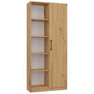 Topeshop Hucoco - Villme - Librer&iacute;a De Dise&ntilde;o Minimalista - 1 Puerta + 10 Estantes - 80x30x182 Cm - Mueble De Almacenaje
