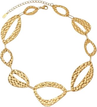 Dansk Copenhagen Accessoires, Dames, Geel, ONE Size, Ragna Waterproof 18K Gold Plated Original Necklace - Hammered Stainless Steel