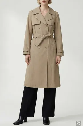 Noize Evelin Tie Waist Water Repellent Coat in Sand at Nordstrom, Size X-Large