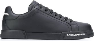 Dolce & Gabbana Black Portofino Leather Sneakers