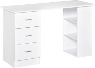 HOMCOM Scrivania Pc Con 3 Ripiani E 3 Cassetti In Legno Casa E Ufficio Bianca - Homcom