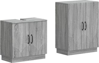 vidaXL Juego De Gabinete De Ba&ntilde;o De 2 Piezas Hoorn Sonoma Gris Vidaxl