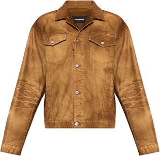 Dsquared2 Denim Jacket met Geborduurd Logo - Heren - Spijkerjassen - Bruin - M - Denim - Jassen