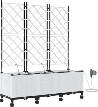 vidaXL Maceta De Jard&iacute;n Con Riego Y Ruedas 3 Uds. Blanco Pp Vidaxl