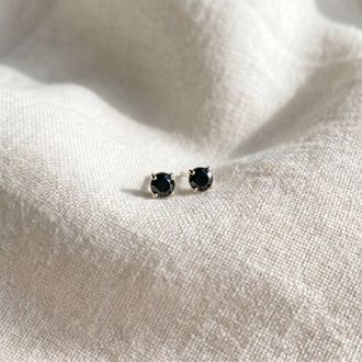 Pompeii3 White Gold 1/5ct Round Cut Black Diamond Studs