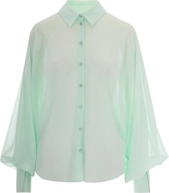 Patrizia Pepe Shirt - Dames - Overhemden - Groen - M - Polyester - Overhemden