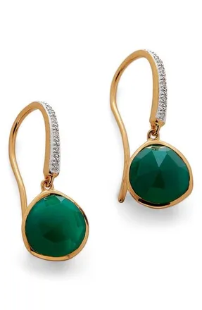 Monica Vinader Siren Small Green Onxy Drop Earrings in Yellow Gold at Nordstrom