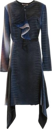 Roberto Cavalli Printed Asymmetric Draped Midi Dress, Brand Size 38 ( US Size 4 )