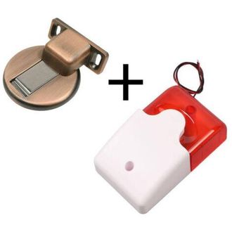 OEM Sirena De Alarma Sonora Y Visual De 220 V, Bocina Antirrobo De Alto Decibelio Con Luz Led Intermitente Para Uso Dom&eacute;stico Y Comercial + 1 Tope De Puer