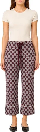 Pinko Logo-Jacquard Viscose Trousers - Burgundy