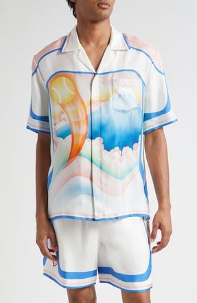 Casablanca Fuji Dream Silk Camp Shirt at Nordstrom, Size Xx-Large