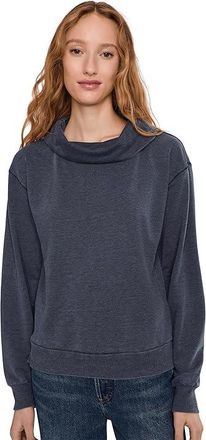 Mod-o-doc Long Sleeve Draped Turtleneck Sweatshirt Womens Sweatshirt Vibrant Navy : LG (US 12-14), Cotton/Polyester