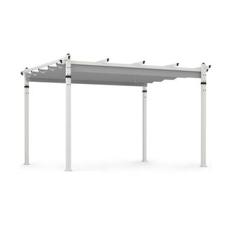 Costway Costway 368 x 305 cm Outdoor Pergola w/ Retractable Canopy for Patio Garden in Grey