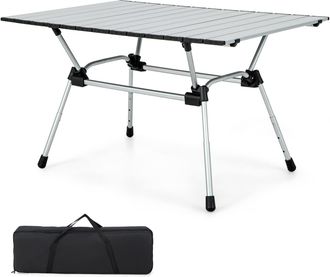 Costway Costway Mesa Plegable Camping, Mesa Camping De Aluminio, Altura Ajustable 4 Niveles, Bolsa De Transporte, Mesa Plegable Playa Picnics 90 X 60,5 X 42,5