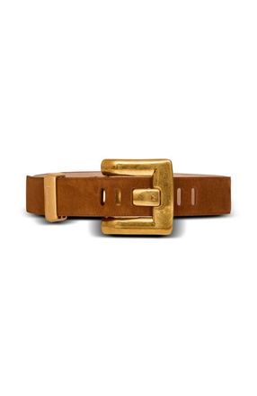 Balmain Anthem belt in suede leather in Brown at Nordstrom, Size 85