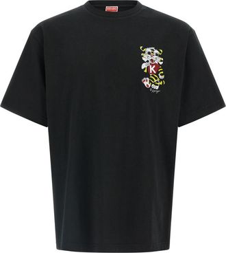 Kenzo Black Crewneck Embroidered Logo T-Shirt