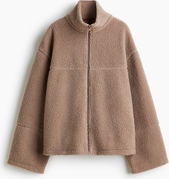 H&M Jacke aus Teddyfleece mit Frontreissverschluss - Brown