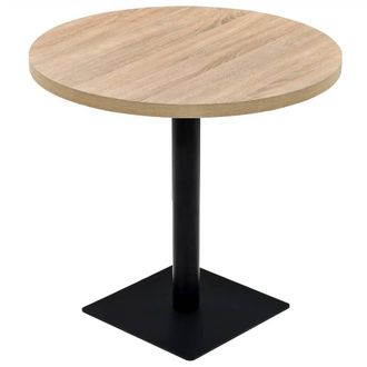 Berkfield Home Bistro Table MDF & Steel Round 80x75 cm Oak Colour in Beige