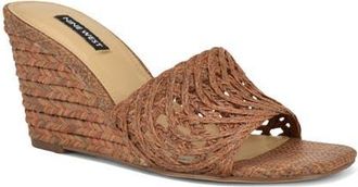 Nine West Nimaa Wedge Sandal in Medium Brown at Nordstrom, Size 7.5