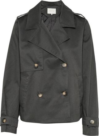 Kaffe Zwarte Oesterjas - Stijlvol Model - Dames - Zomerjassen - Zwart - 3XL - Jassen