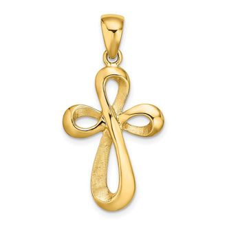 Diamond2Deal 14k Yellow Gold Polished Cross Charm