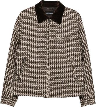 Dolce & Gabbana Jassen, Heren, Bruin, M, Katoen, Gewatteerde Jas in Visgraatmotief
