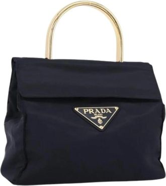 Prada Pre-owned Vintage Nylon Hand Bag - Dames - Vintage Handtas - Blauw - ONE Size - Nylon - Vintage