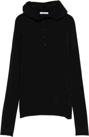 Pantaloni Torino buttoned hooded sweatshirt - Black