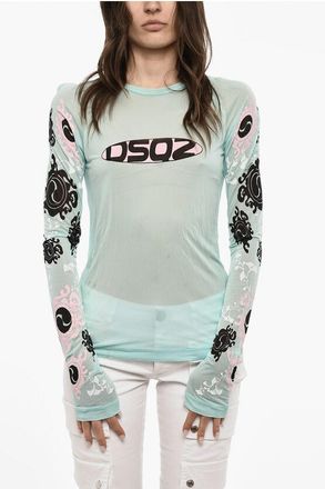 Dsquared2 Mesh Printed Long Sleeved Top size Xs