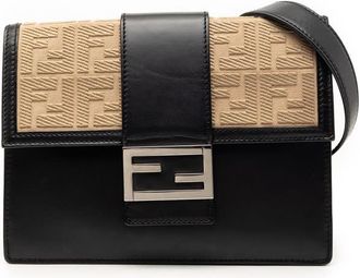 Fendi Pre-owned Fendi Calfskin and Canvas FF 1974 Flat Baguette Crossbody Ladies AR0PXTI0KACC38NG