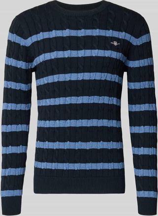 GANT Slim Fit Pullover in Strick-Optik in Marine, Gr&ouml;&szlig;e XXXL