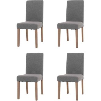 Hhg Non utilizzato] Set 4x sedie Littau tessuto boucl&egrave; soggiorno cucina sala da pranzo 90x42x50cm legno grigio